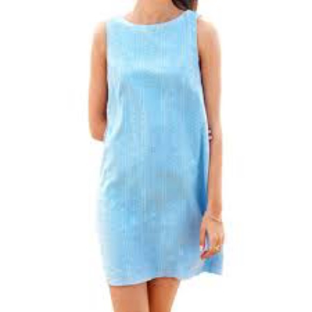 Kiel James Patrick blue eyelet shift dress